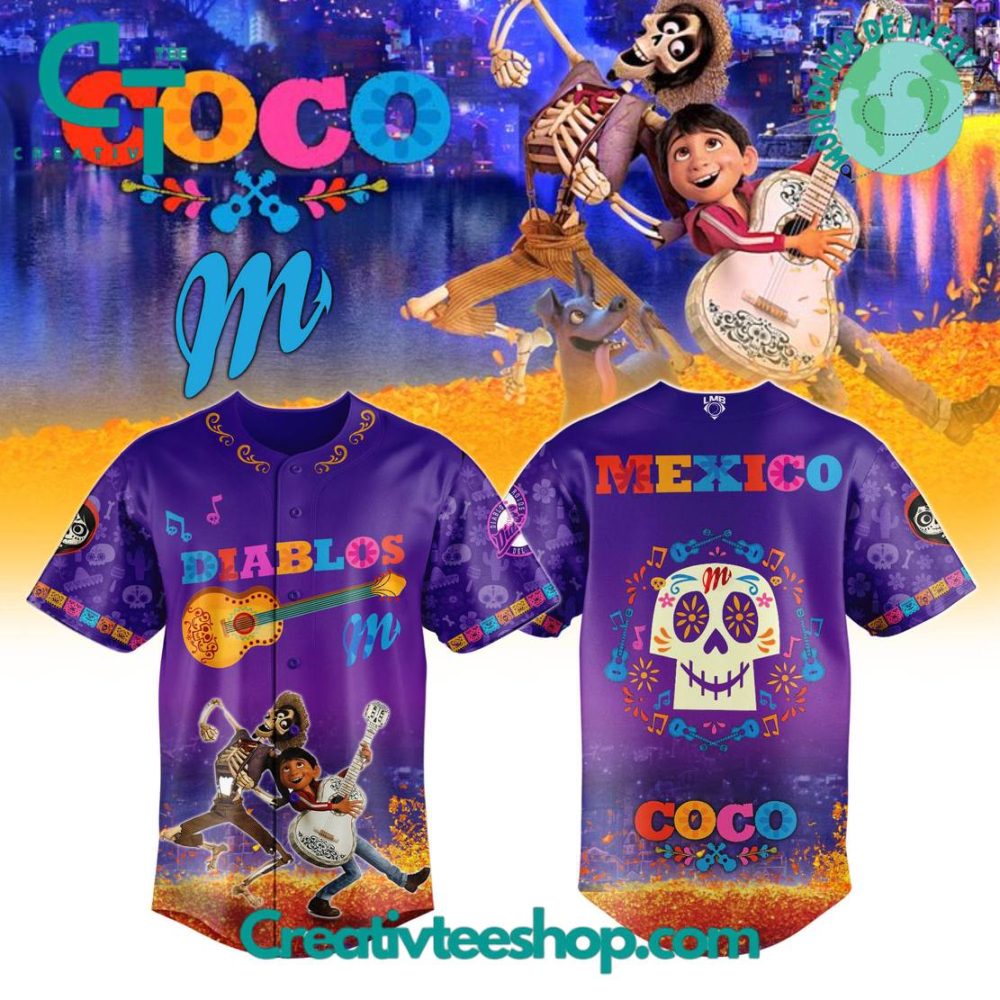 Diablos Rojos Del Mexico X Coco Movie Special Baseball Jersey