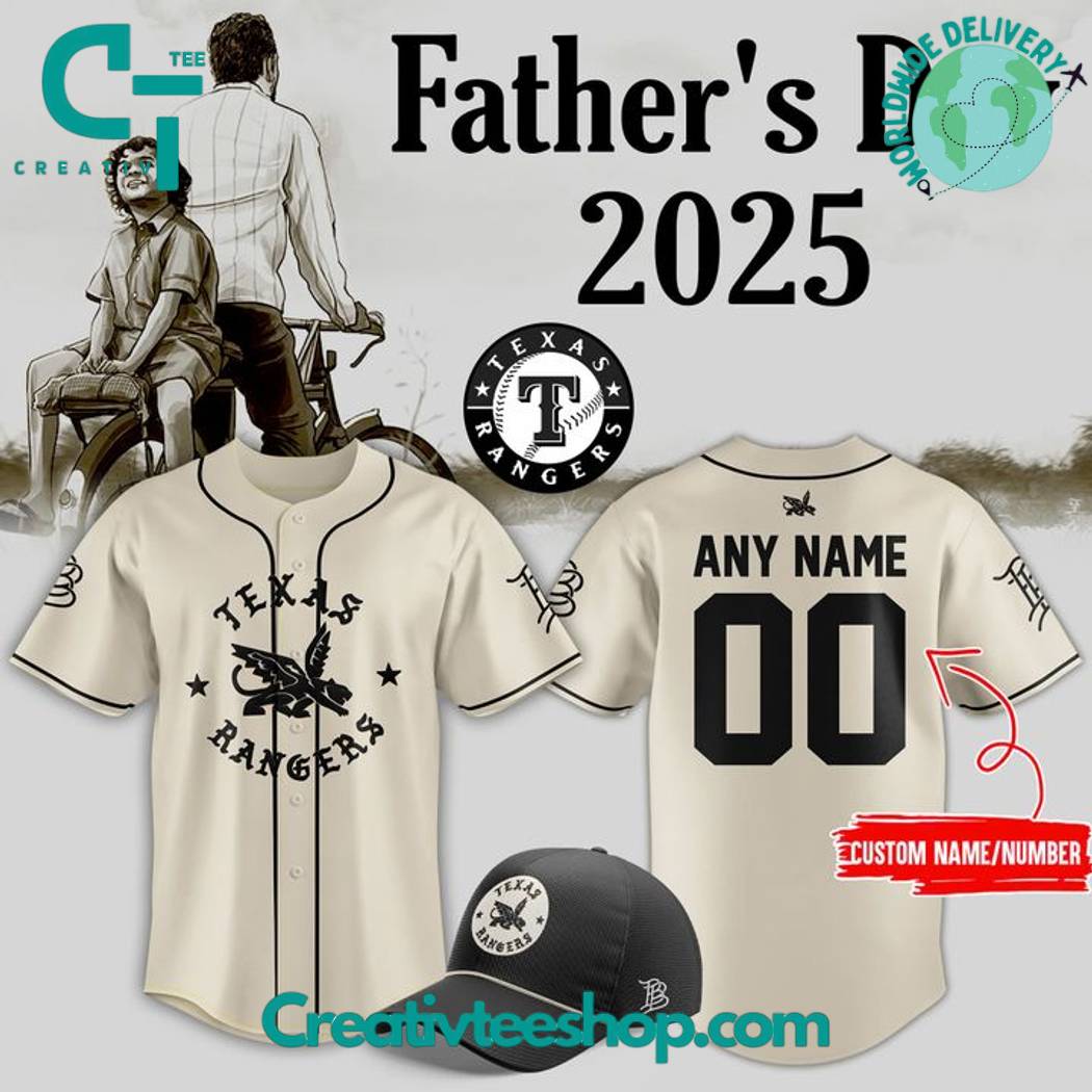 Texas Rangers X 2025 Branded Bills Father'S Day Personalized Baseball Jersey