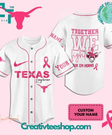 Texas Longhorns Breast Cancer Together We Fight Baseball Jersey