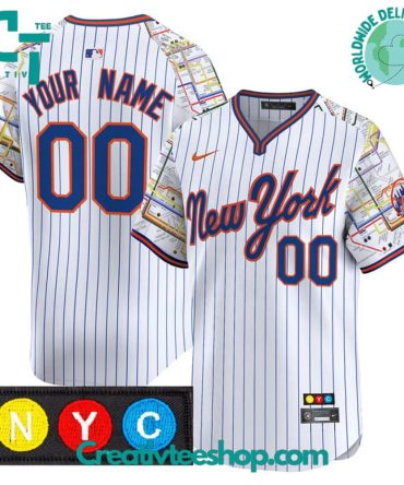 New York Mets Subway Style Personalized Baseball Jersey