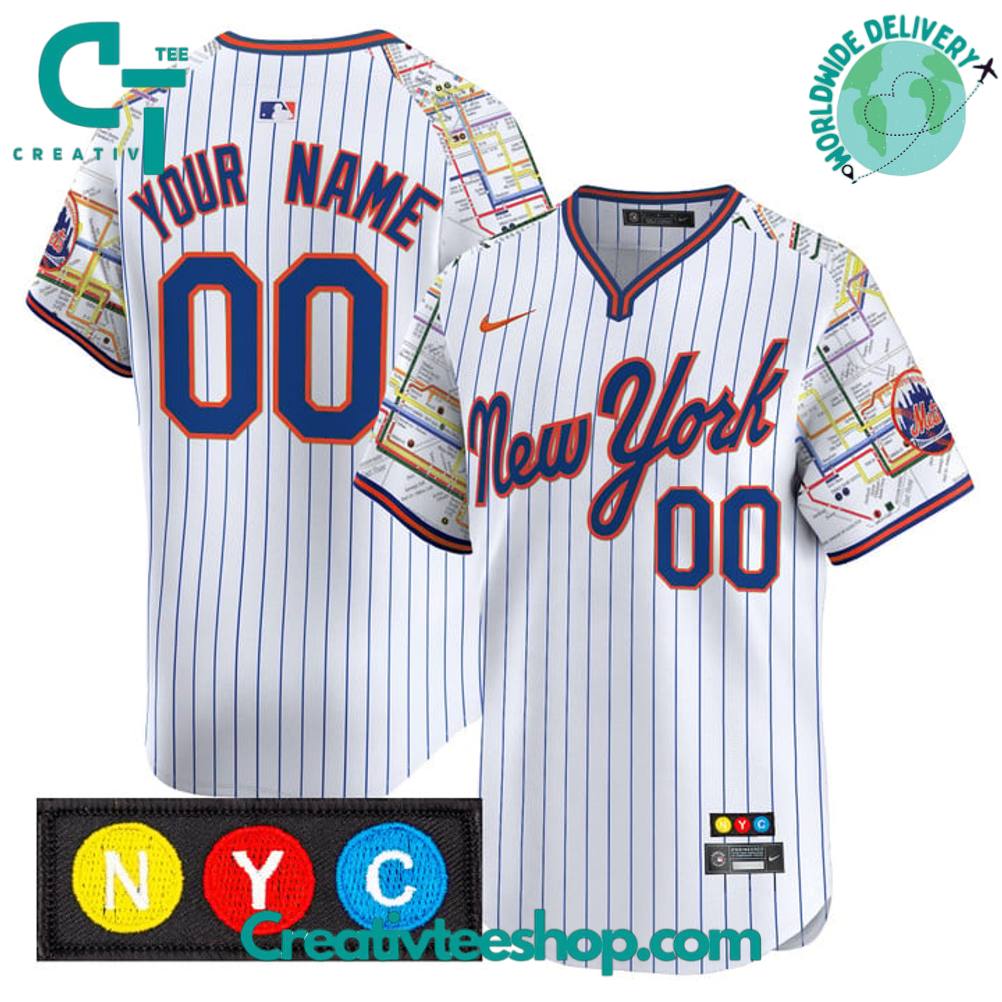 New York Mets Subway Style Personalized Baseball Jersey