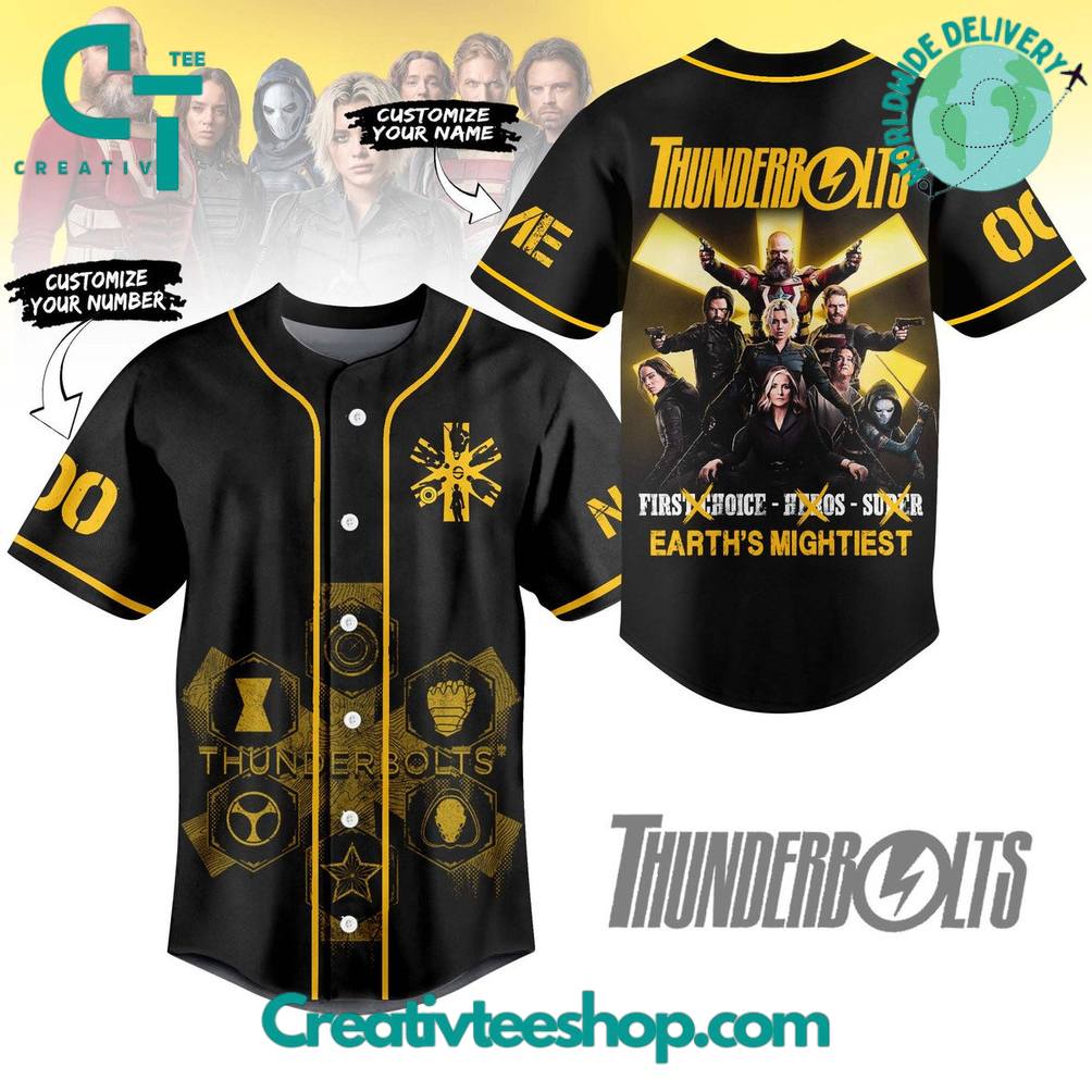 Thunderbolts Earths "Mightiest" Personalized Baseball Jersey