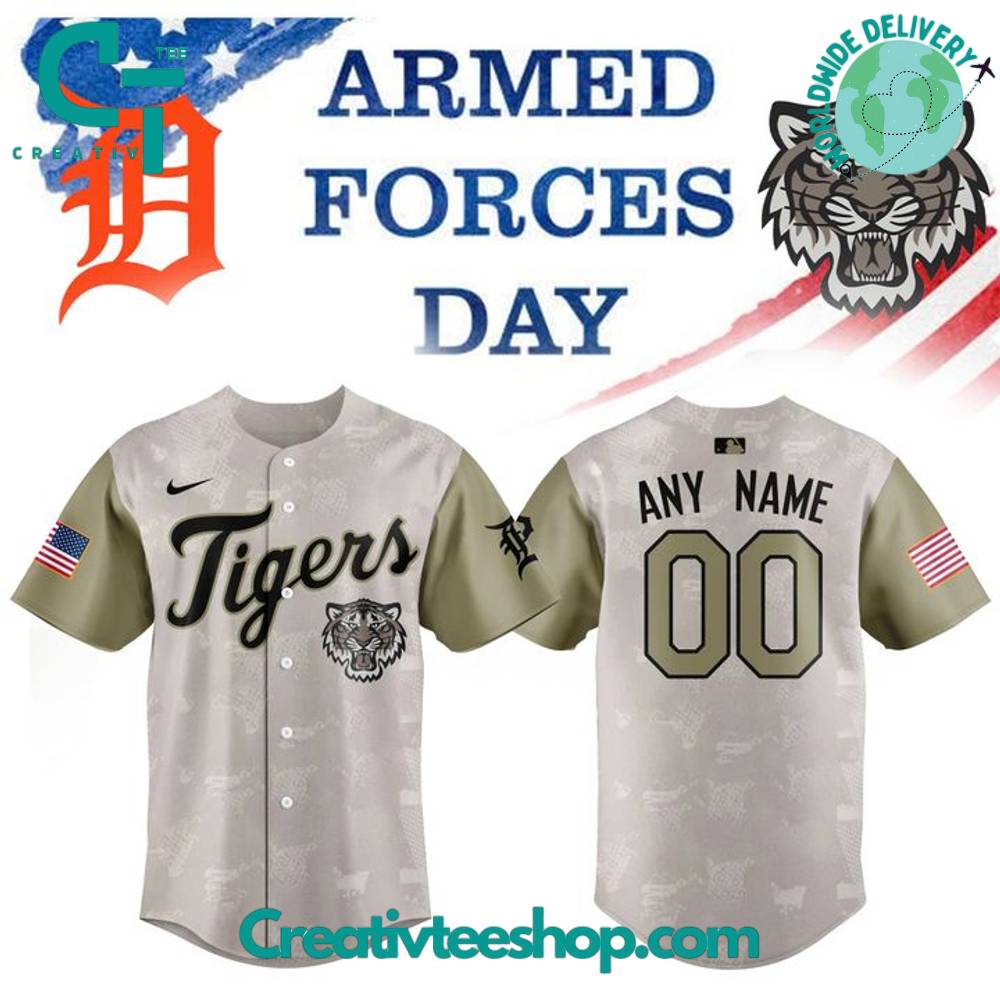 Detroit Tigers 2025 Armed Forces Day Camo Baseball Jersey