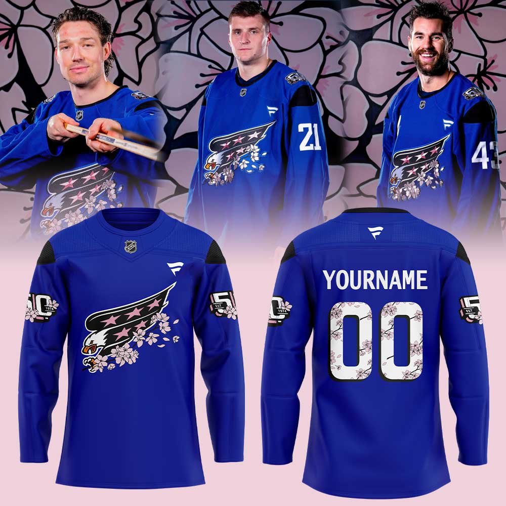 Washington Capitals Cherry Blossom Uniform Custom Name, Number For Fans Jersey