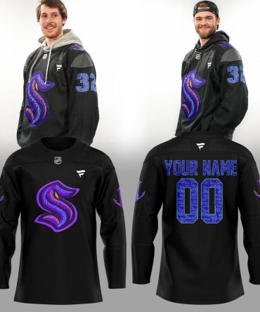 Seattle Kraken Black Hockey History Night Custom Name, Number For Fans Jersey