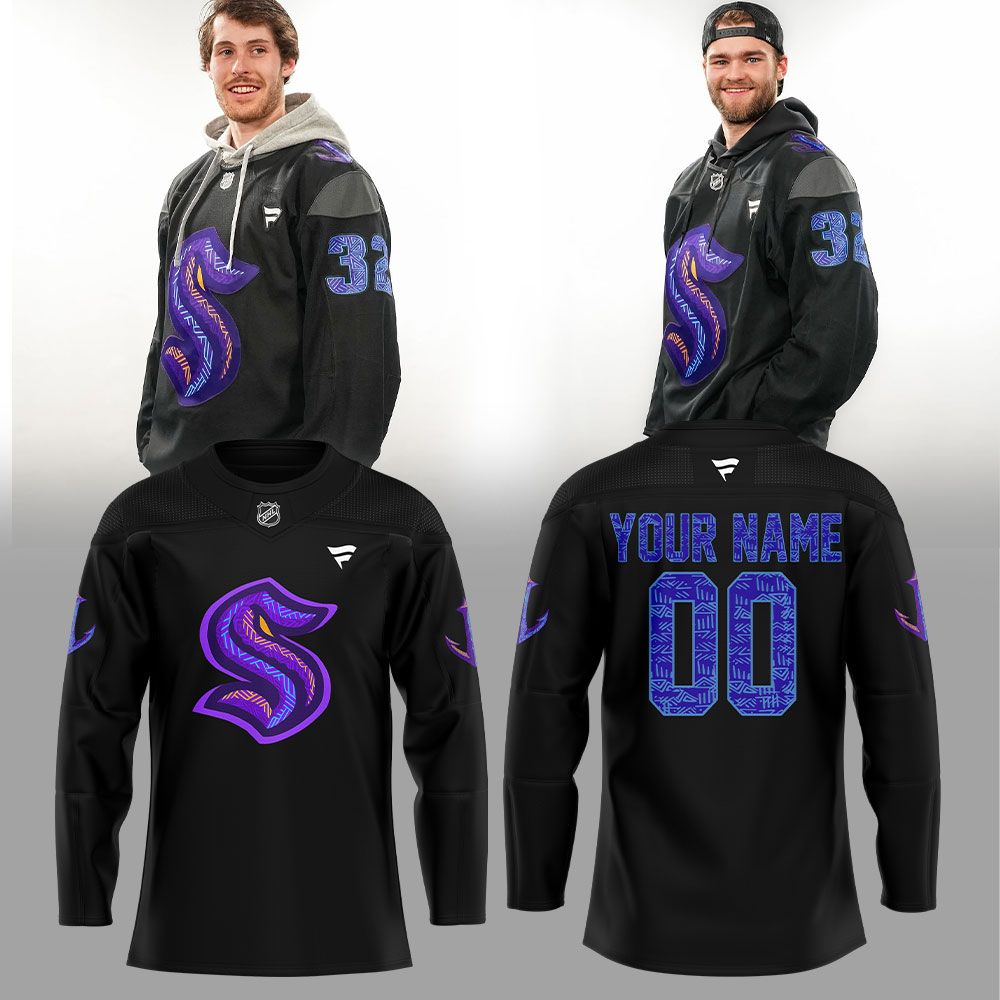 Seattle Kraken Black Hockey History Night Custom Name, Number For Fans Jersey
