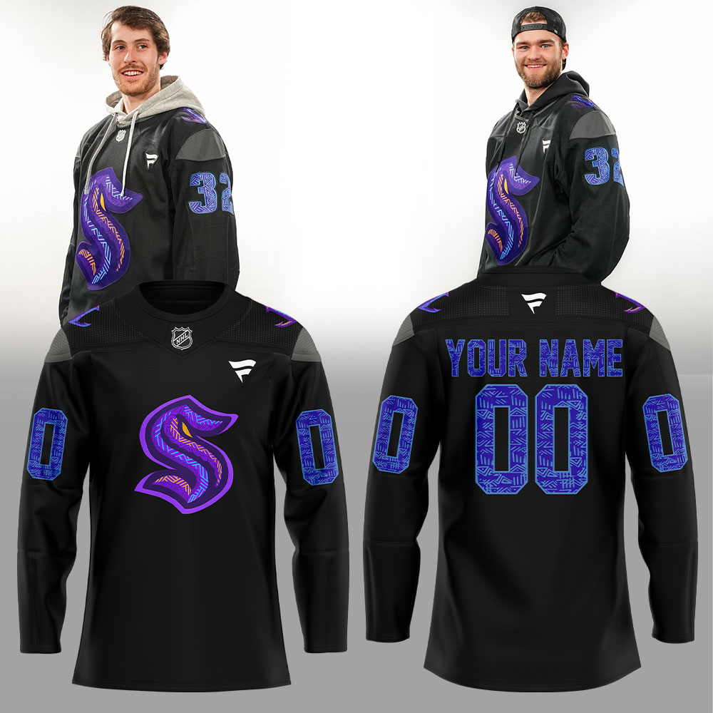 Seattle Kraken Black Hockey History Night Custom Name, Number For Fans Limited Edition Jersey