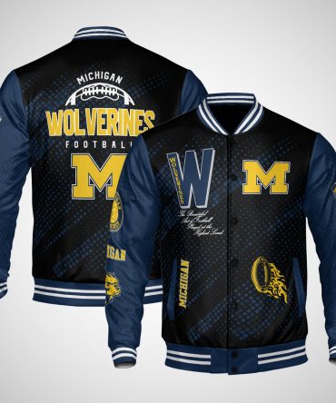 Michigan Wolverines , Ncaa Pattern Baseball Jacket, Varsity Jacket V12