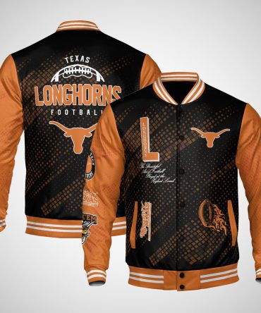 Texas Longhorns , Ncaa Pattern Baseball Jacket, Varsity Jacket V12