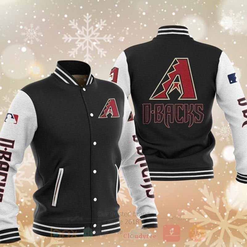 Mlb Arizona Diamondbacks Team Name And Logo Black 3D Unisex Varsity Jacket