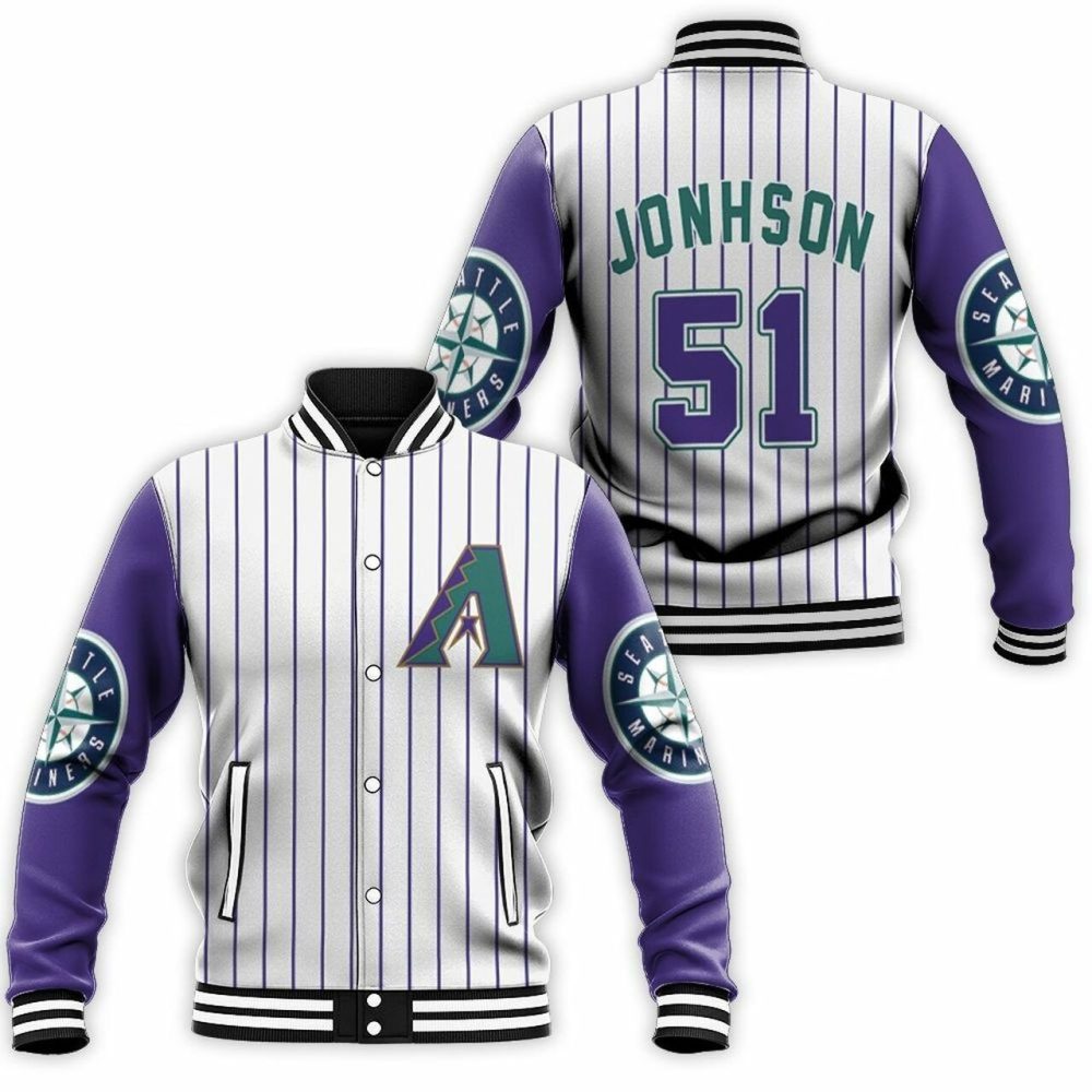 Mlb Arizona Diamondbacks White Purple 3D Unisex Varsity Jacket
