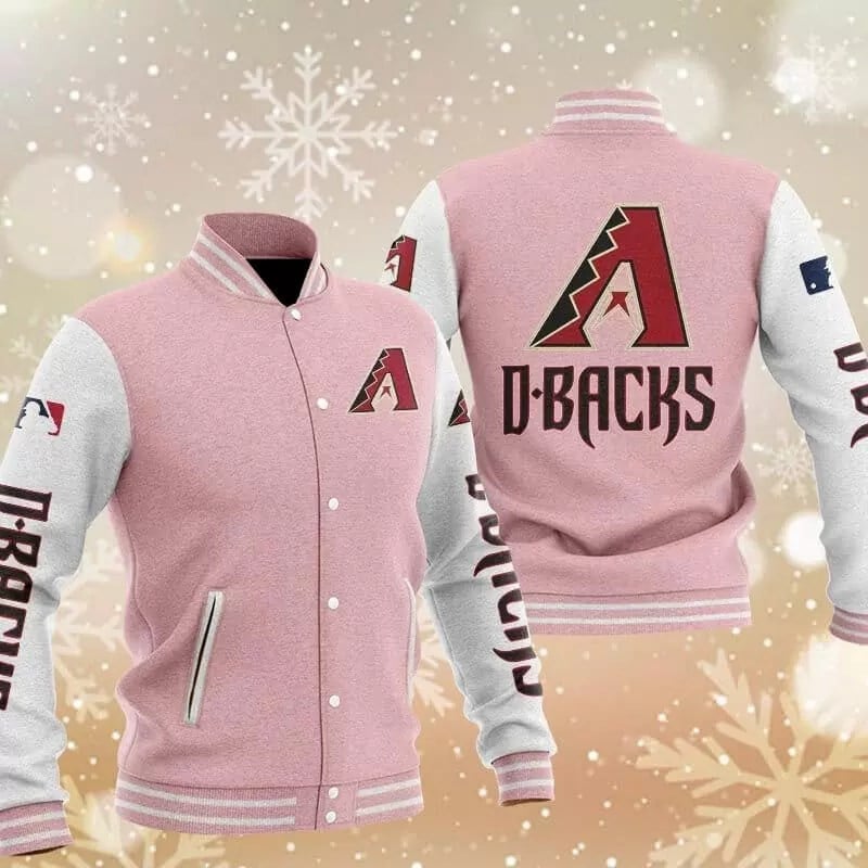 Mlb Arizona Diamondbacks Pink White 3D Unisex Varsity Jacket