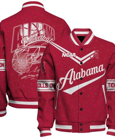 Alabama Crimson Tide Ncaa Basketball Tide Rolls On 3D Unisex Varsity Jacket