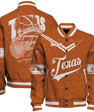 Texas Longhorns Ncaa Basketball Hook 'Em High 3D Unisex Varsity Jacket