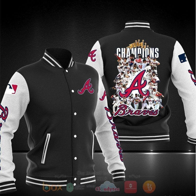Mlb Atlanta Braves World Series Champions Black And White 3D Unisex Varsity Jacket