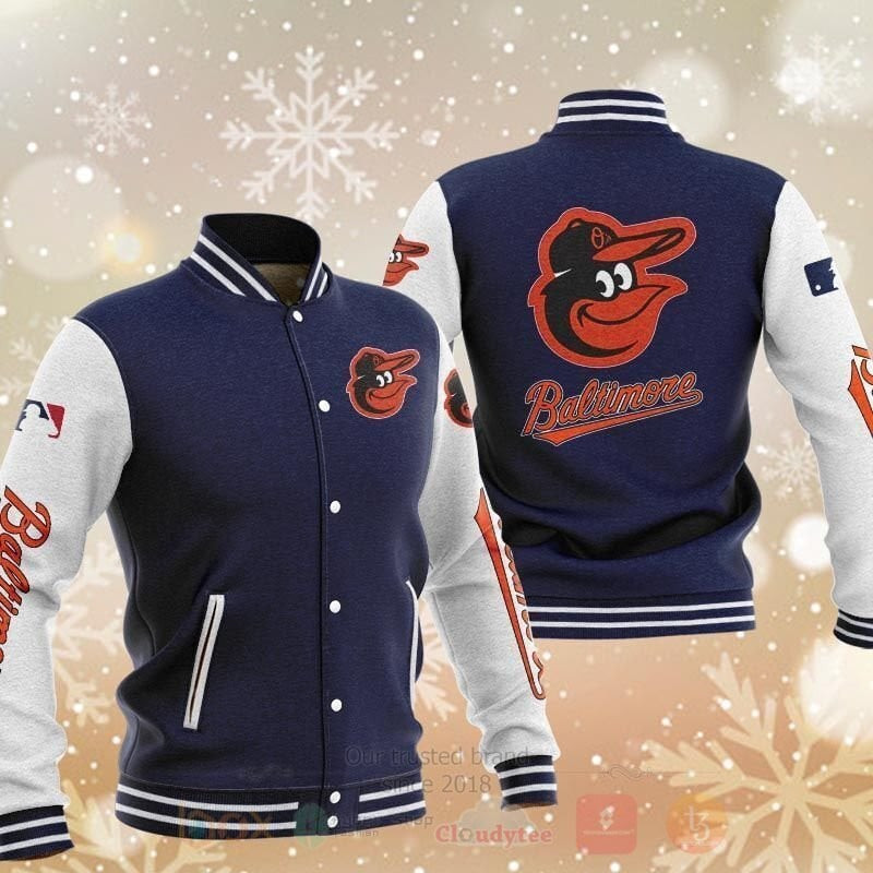 Mlb Baltimore Orioles Dark Blue White 3D Unisex Varsity Jacket