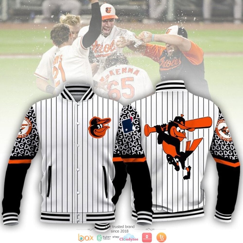 Mlb Baltimore Orioles Black White Baseball 3D Unisex Varsity Jacket