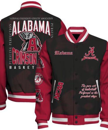 Alabama Crimson Tide Ncaa Basketball Roll Tide Hoops 3D Unisex Varsity Jacket