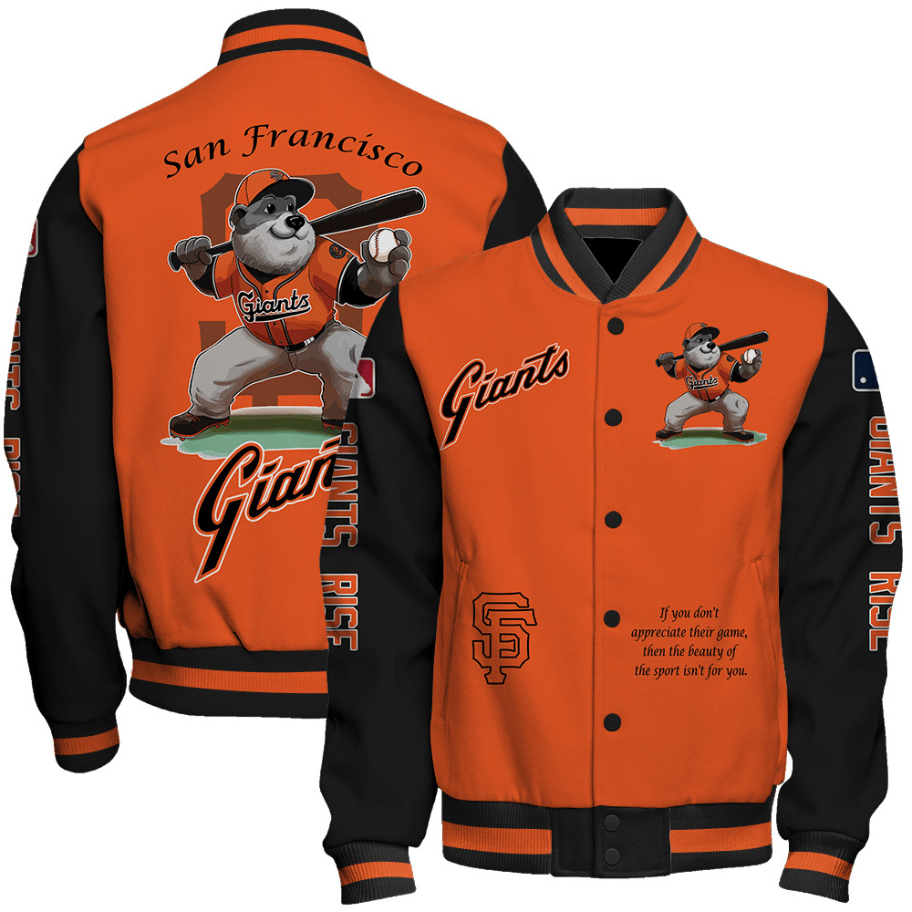 San Francisco Giants Mlb Baseball Lou Seal Mascot Special Design 3D Unisex Varsity Jacket