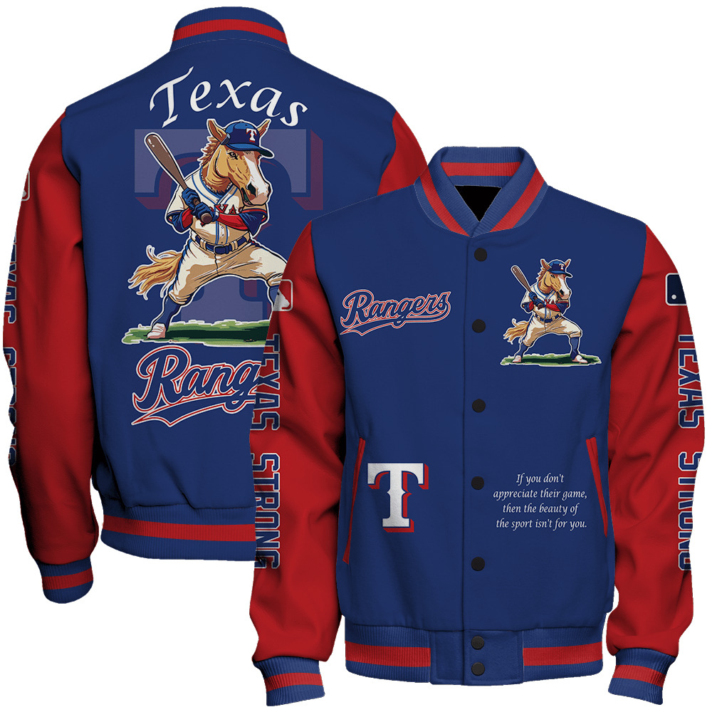 Texas Rangers Mlb Baseball Rangers Captain Mascot Texas Strong Special Design 3D Unisex Varsity Jacket