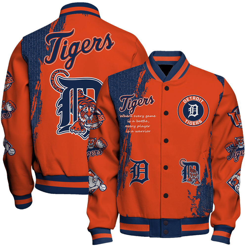 Detroit Tigers Mlb Baseball Every Game Is A Battle 3D Unisex Varsity Jacket