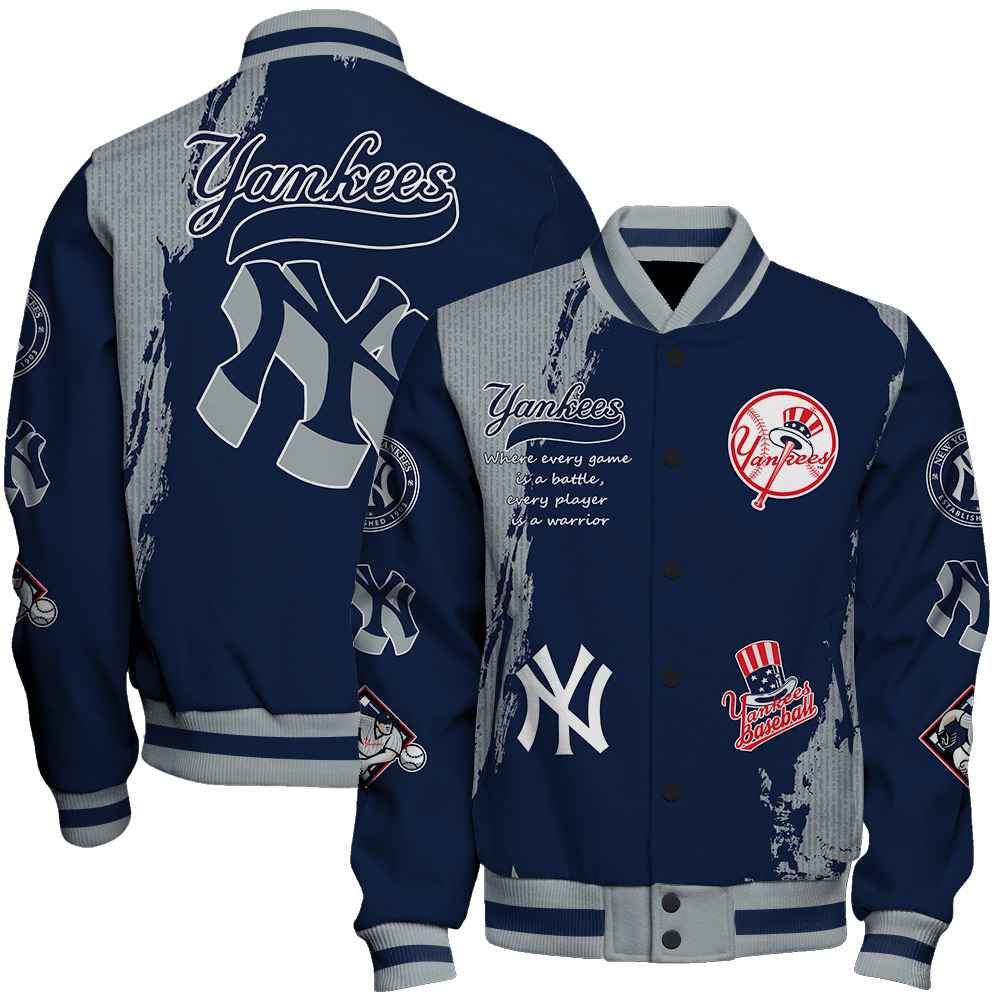 New York Yankees Mlb Baseball Every Game Is A Battle 3D Unisex Varsity Jacket