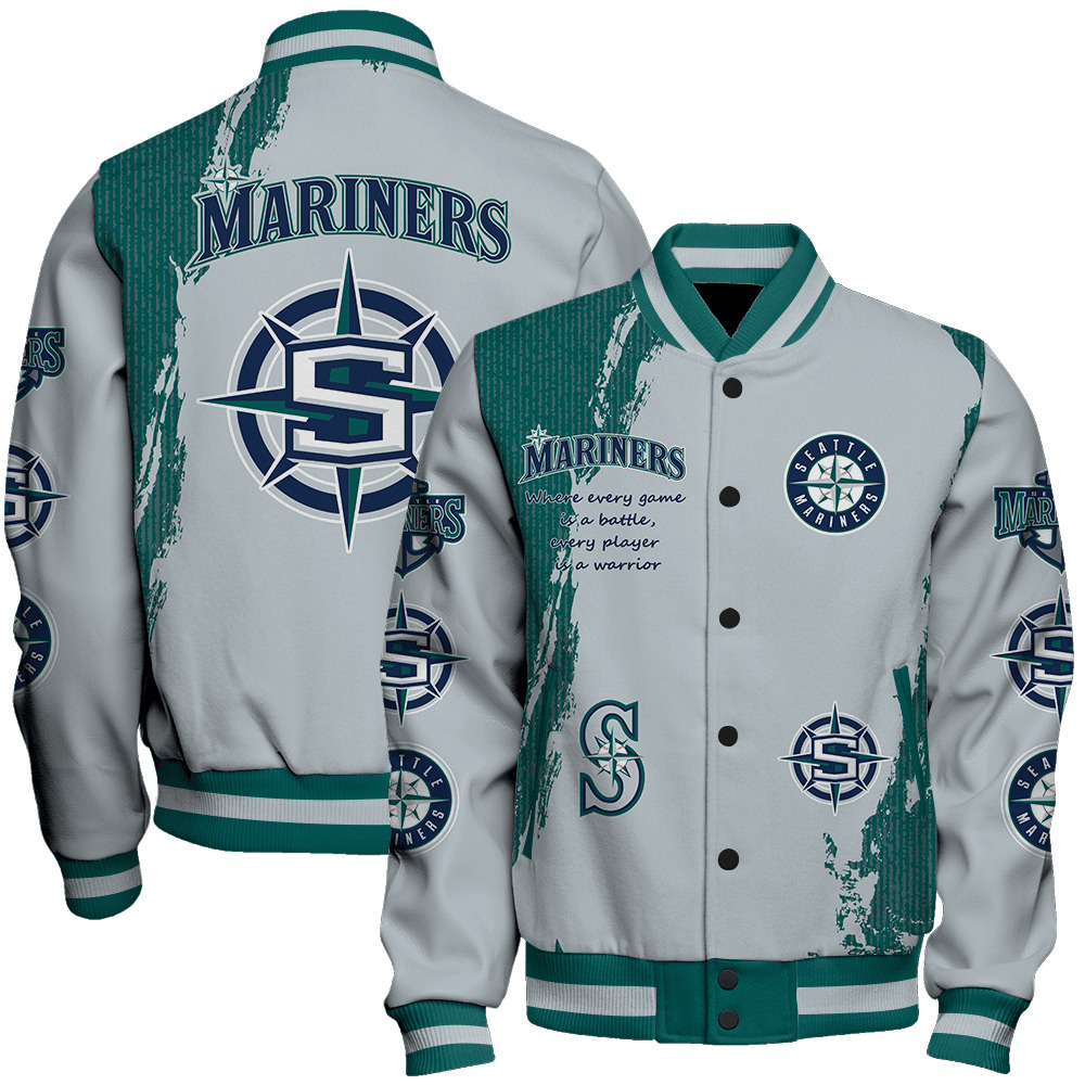 Seattle Mariners Mlb Baseball Every Game Is A Battle 3D Unisex Varsity Jacket