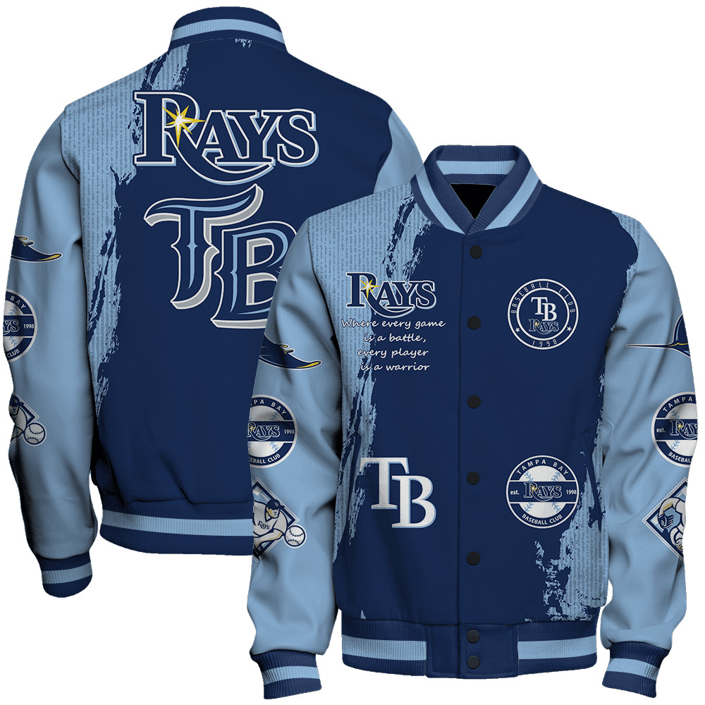 Tampa Bay Rays Mlb Baseball Every Game Is A Battle 3D Unisex Varsity Jacket