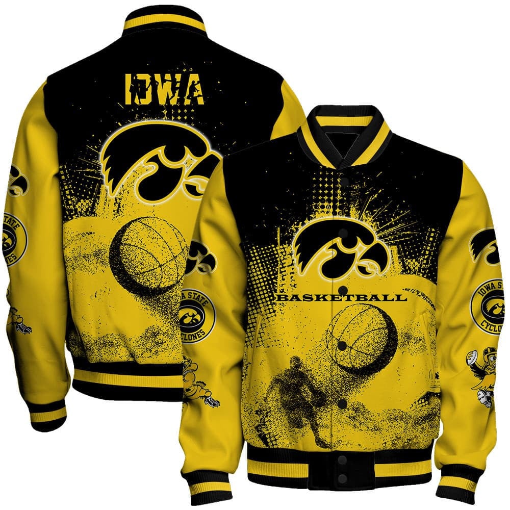 Iowa Hawkeyes Ncaa Basketball Team Splashing Colors 3D Print Varsity Jacket