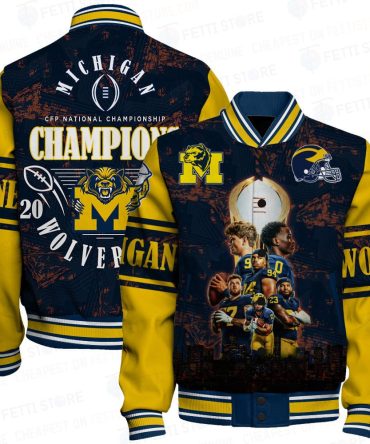 Michigan Wolverines 2024 Champions Print Varsity Jacket Sfat V6