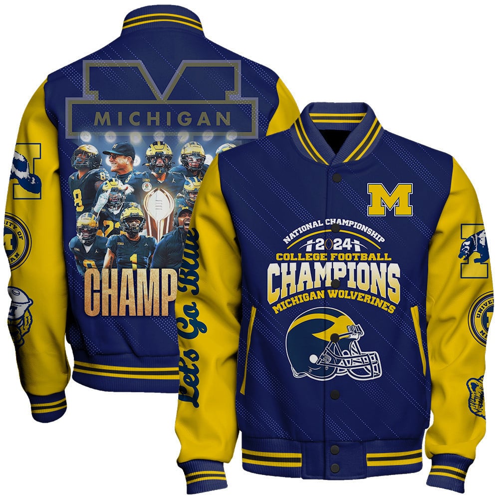 Michigan Wolverines Champions Print Varsity Jacket Sfat V10