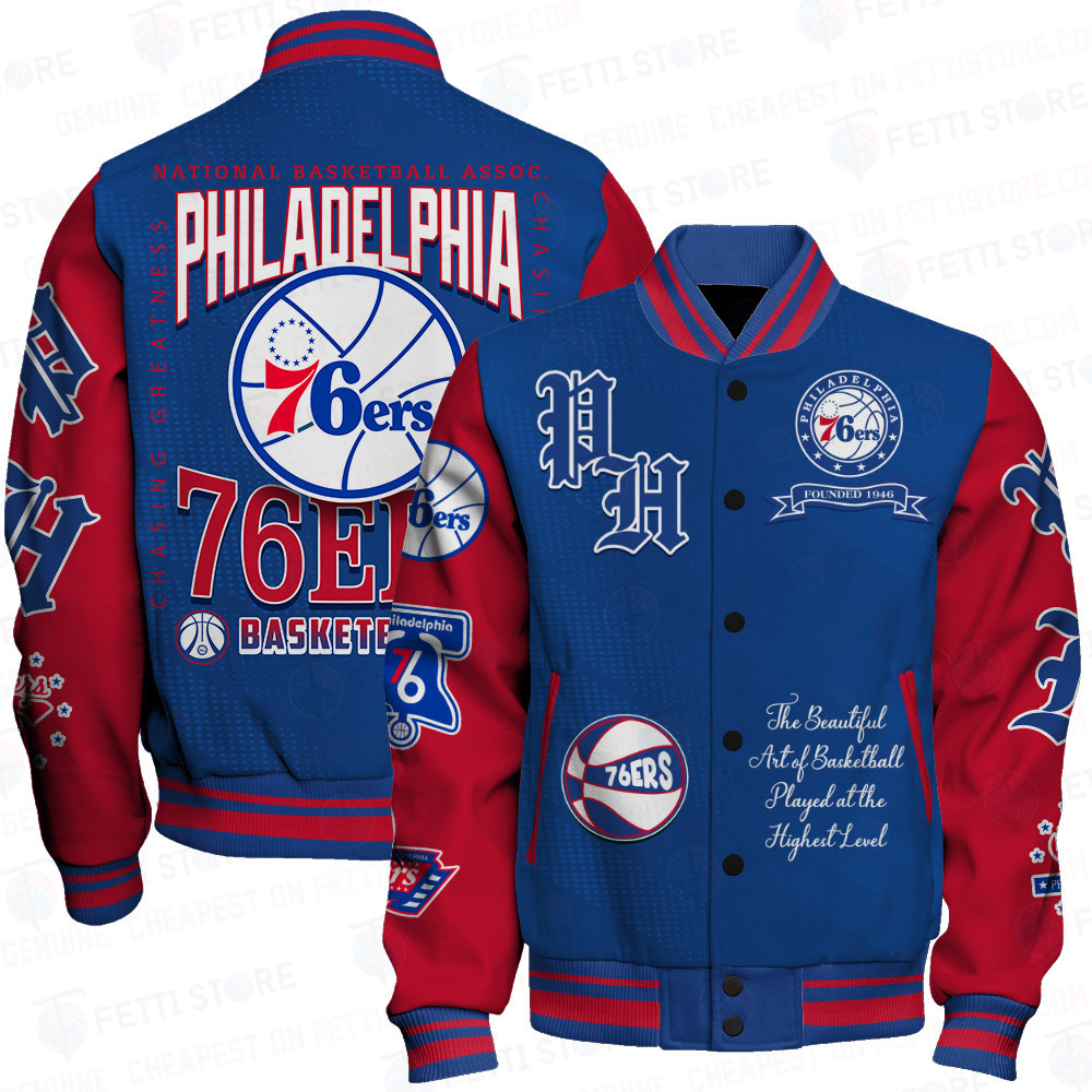 Philadelphia 76Ers - National Basketball Association Print Varsity Jacket Sfat V25