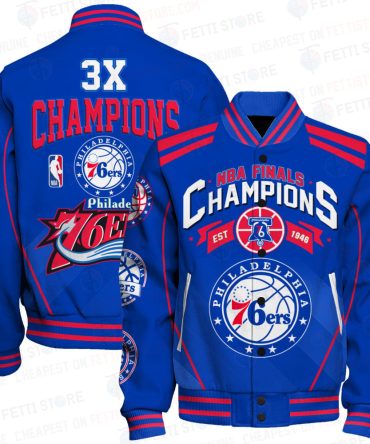 Philadelphia 76Ers - 3X Champions Basketball Team Print Varsity Jacket Sfat V24