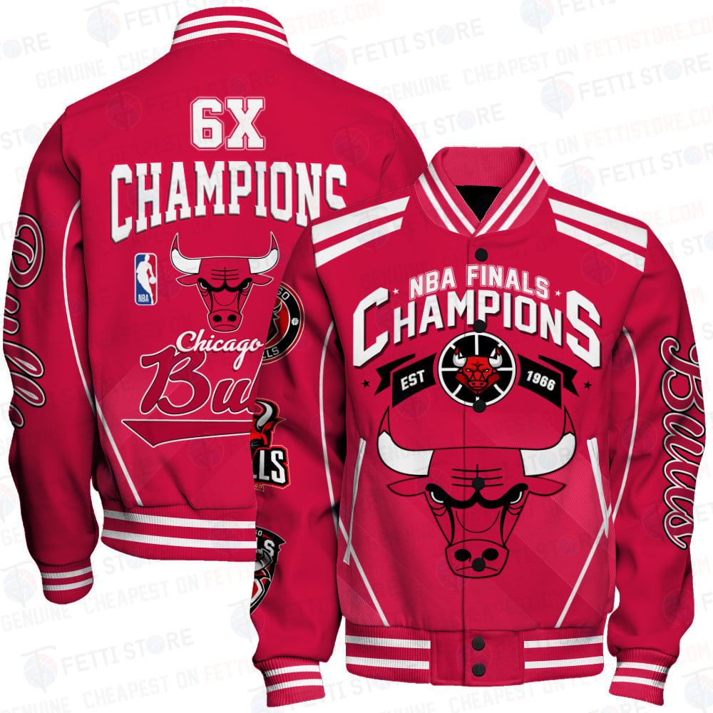 Chicago Bulls - 6X Champions Basketball Team Print Varsity Jacket Sfat V24