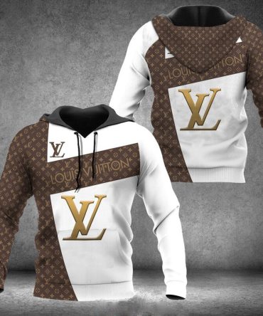 Louis Vuitton White Brown Unisex Hoodie Hot For Men Women Lv Luxury Clothing Clothes Outfit