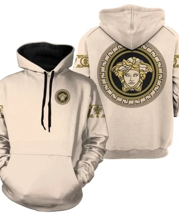 Buy Gianni Versace Beige Unisex Hoodie For Men Women Luxury Brand Clothing Clothes Outfit