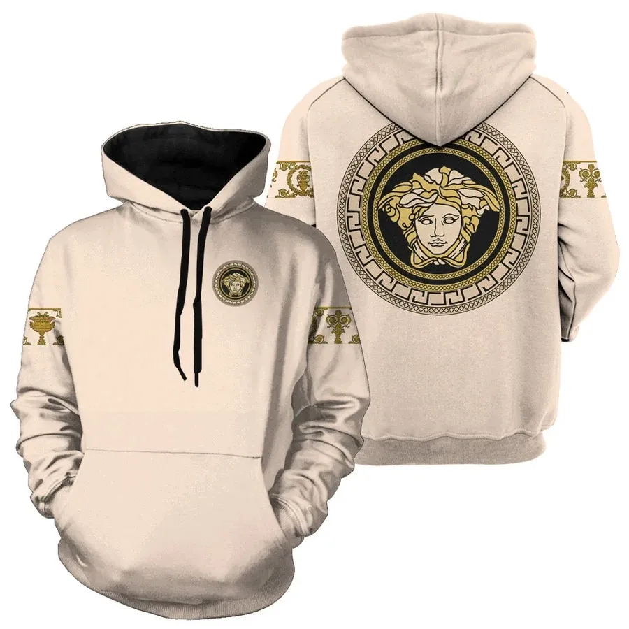 Buy Gianni Versace Beige Unisex Hoodie For Men Women Luxury Brand Clothing Clothes Outfit