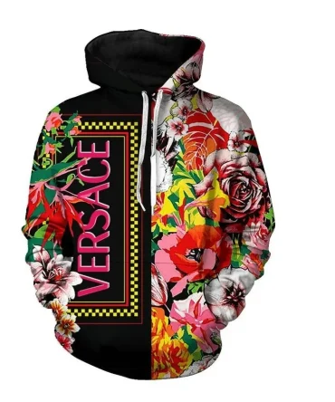 Buy Gianni Versace Flower Unisex Hoodie For Men Women Luxury Brand Clothing Clothes Outfit