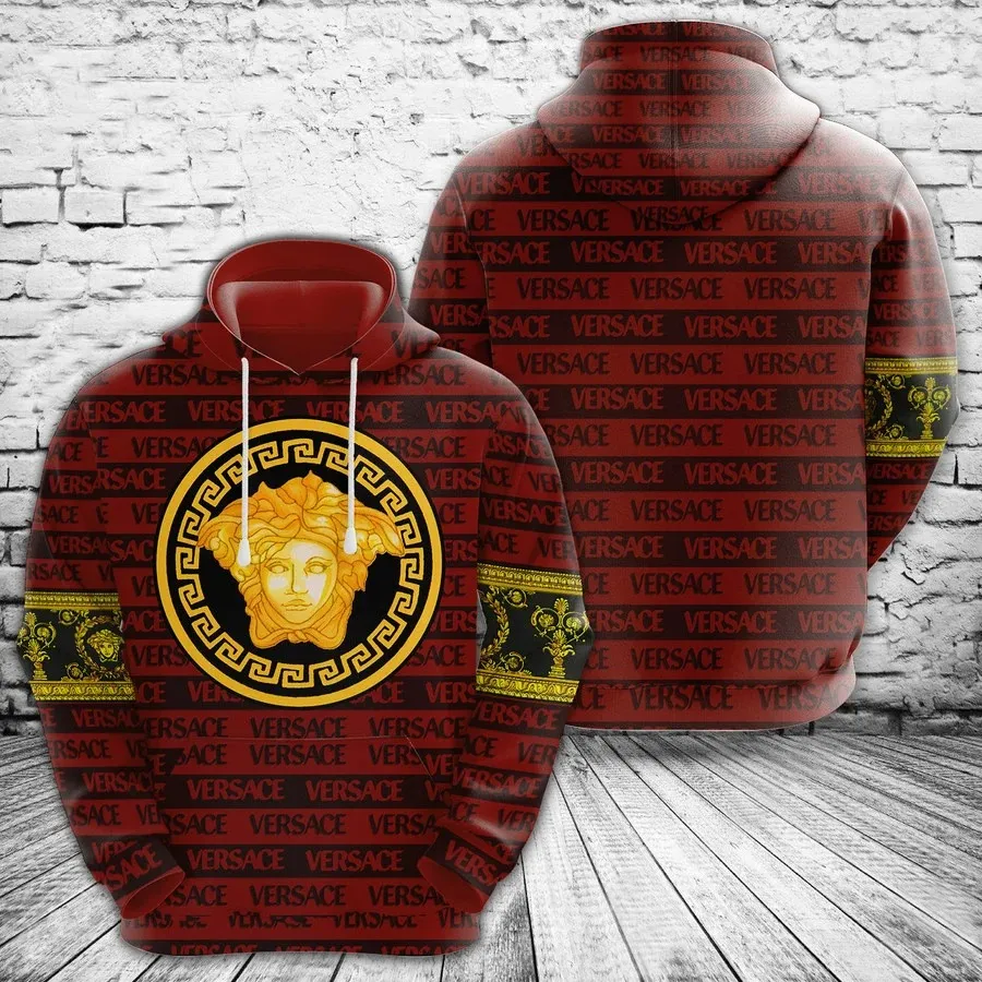 Buy Gianni Versace Red Gold Unisex Hoodie For Men Women Luxury Brand Clothing Clothes Outfit