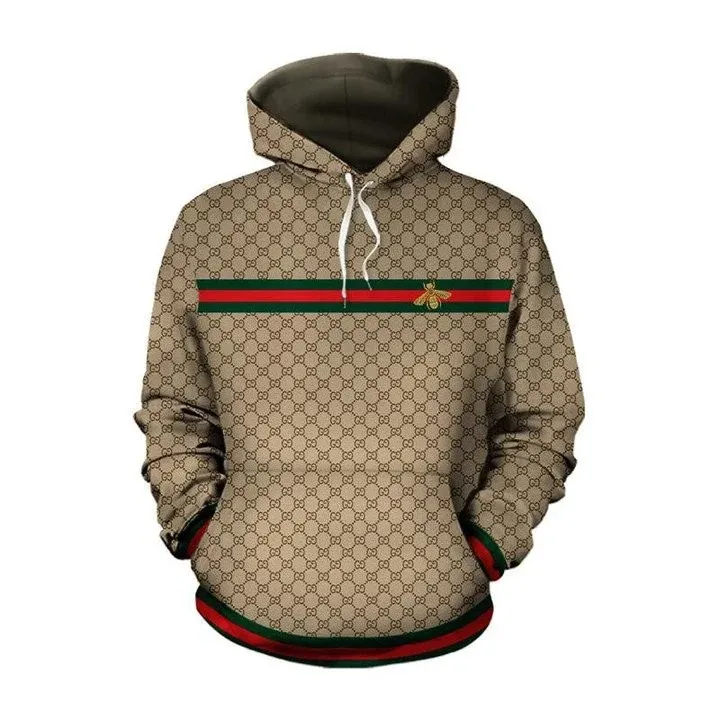 Buy Gucci Bee Brown Unisex Hoodie For Men Women Luxury Brand Clothing Clothes Outfit Hoodie Outfit For Men And Women