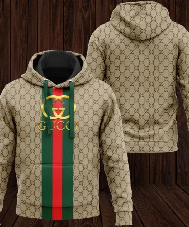 Buy Gucci Brown Stripe Unisex Hoodie For Men Women Luxury Brand Clothing Clothes Outfit