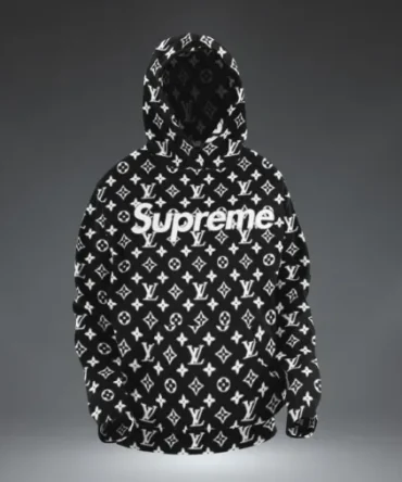 Buy Louis Vuitton Supreme Black Hoodie Luxury Brand Hoodie Gift For Men Women
