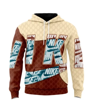 Gucci Nike Snake Brown Beige Unisex Hoodie Outfit For Men Women Luxury Brand Clothing Special Gift