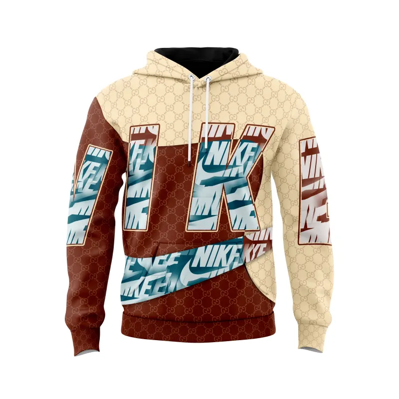 Gucci Nike Snake Brown Beige Unisex Hoodie Outfit For Men Women Luxury Brand Clothing Special Gift