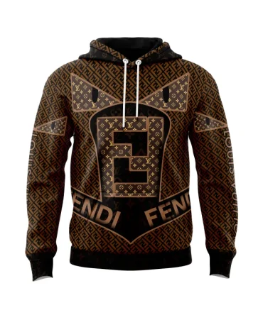 Louis Vuitton Fendi Brown Unisex Hoodie Outfit For Men Women Luxury Brand Clothing Special Gift