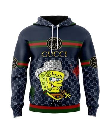 Gucci Spongebob Squarepants Navy Unisex Hoodie Outfit For Men Women Luxury Brand Clothing Special Gift