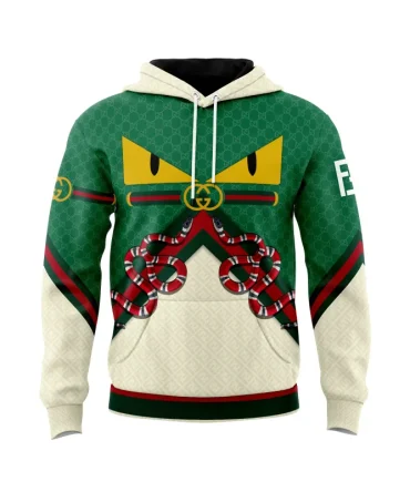 Gucci Fendi Snake Green Unisex Hoodie Outfit For Men Women Luxury Brand Clothing