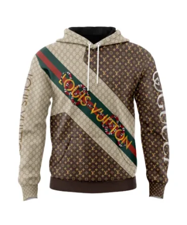 Louis Vuitton Gucci Snake Beige Brown Unisex Hoodie Outfit For Men Women Luxury Brand Clothing