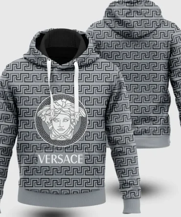 Versace Medusa Grey Luxury Unisex Hoodie Luxury Brand Outfit For Men Women