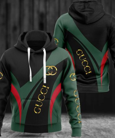 Gucci Dark Green Golden Logo Luxury Brand Premium Hoodie For Men Women